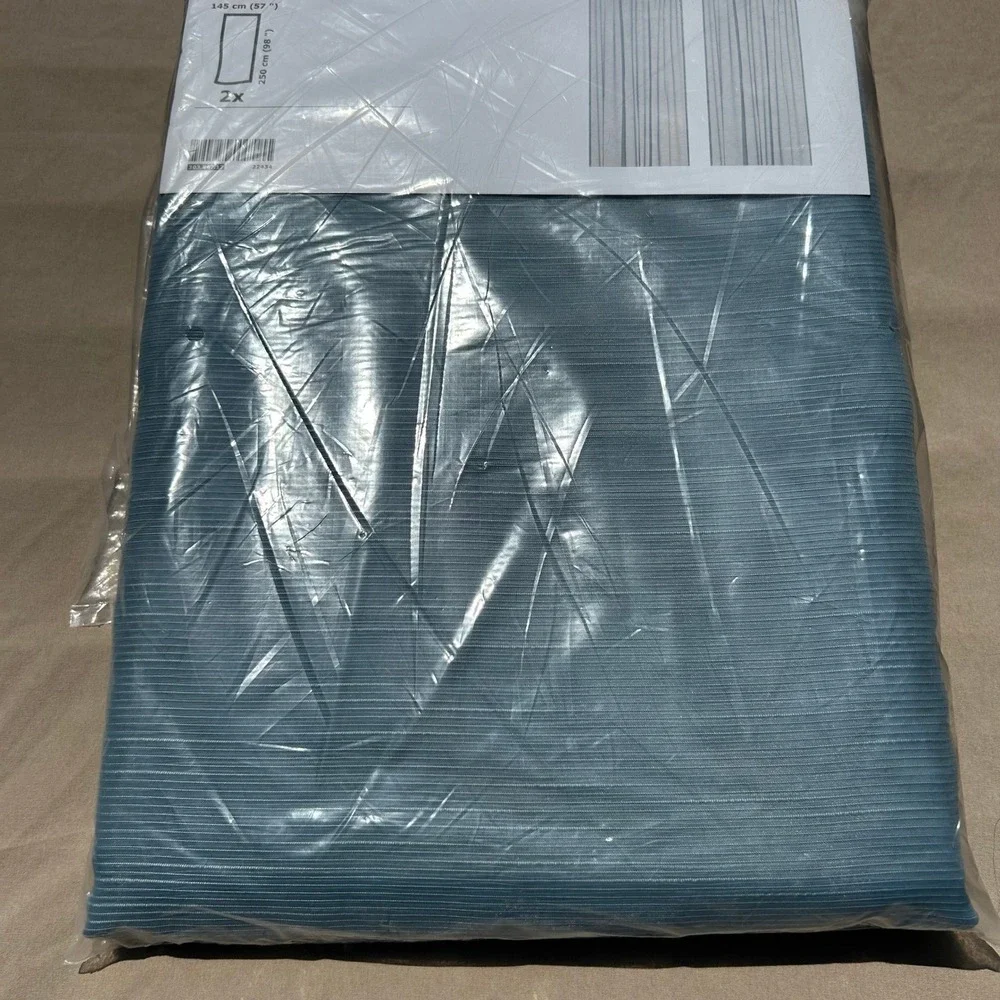 IKEA GJERTRUD Sheer Curtains 2 Panels Blue 57x98 Rod Pocket Window Treatment